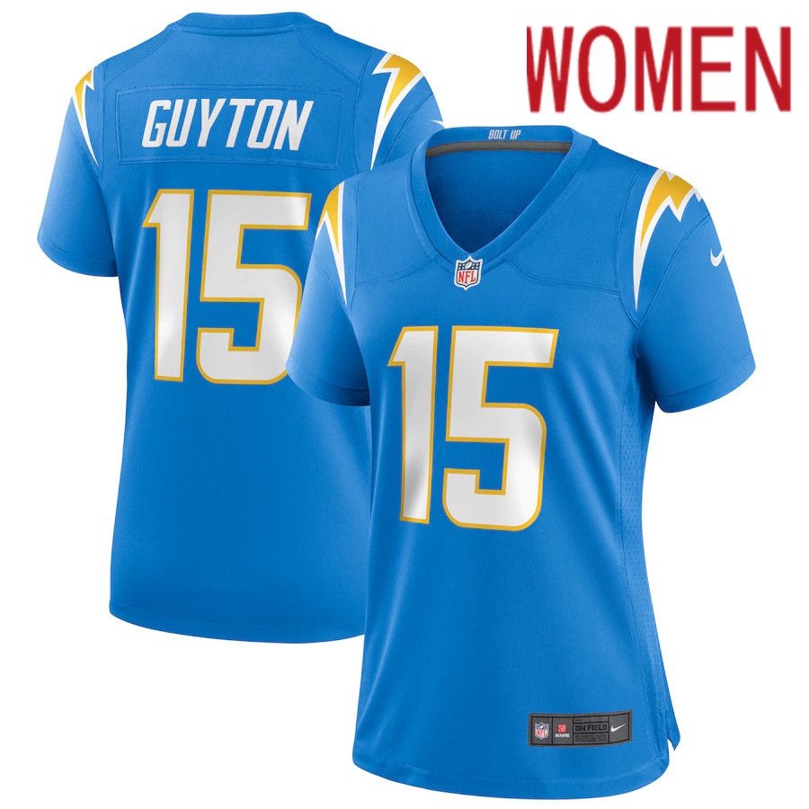 Women Los Angeles Chargers 15 Jalen Guyton Nike Powder Blue Player Game NFL Jersey